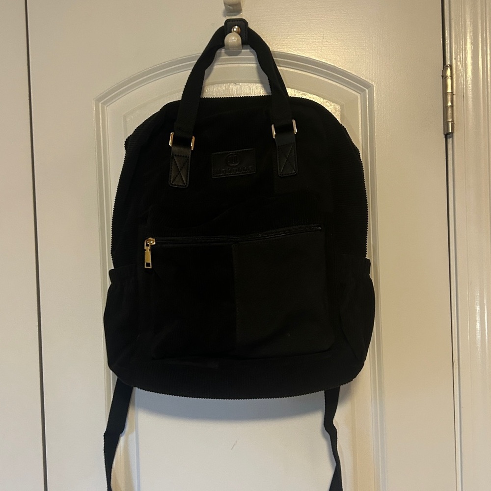Makukke black corduroy laptop purse backpack